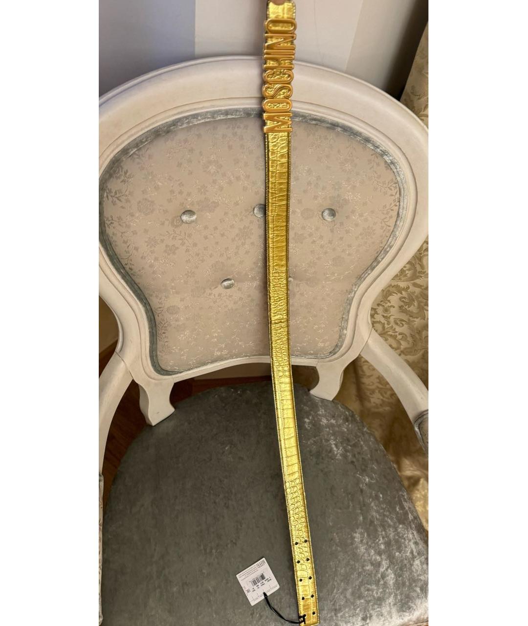 MOSCHINO Золотой кожаный ремень, фото 5