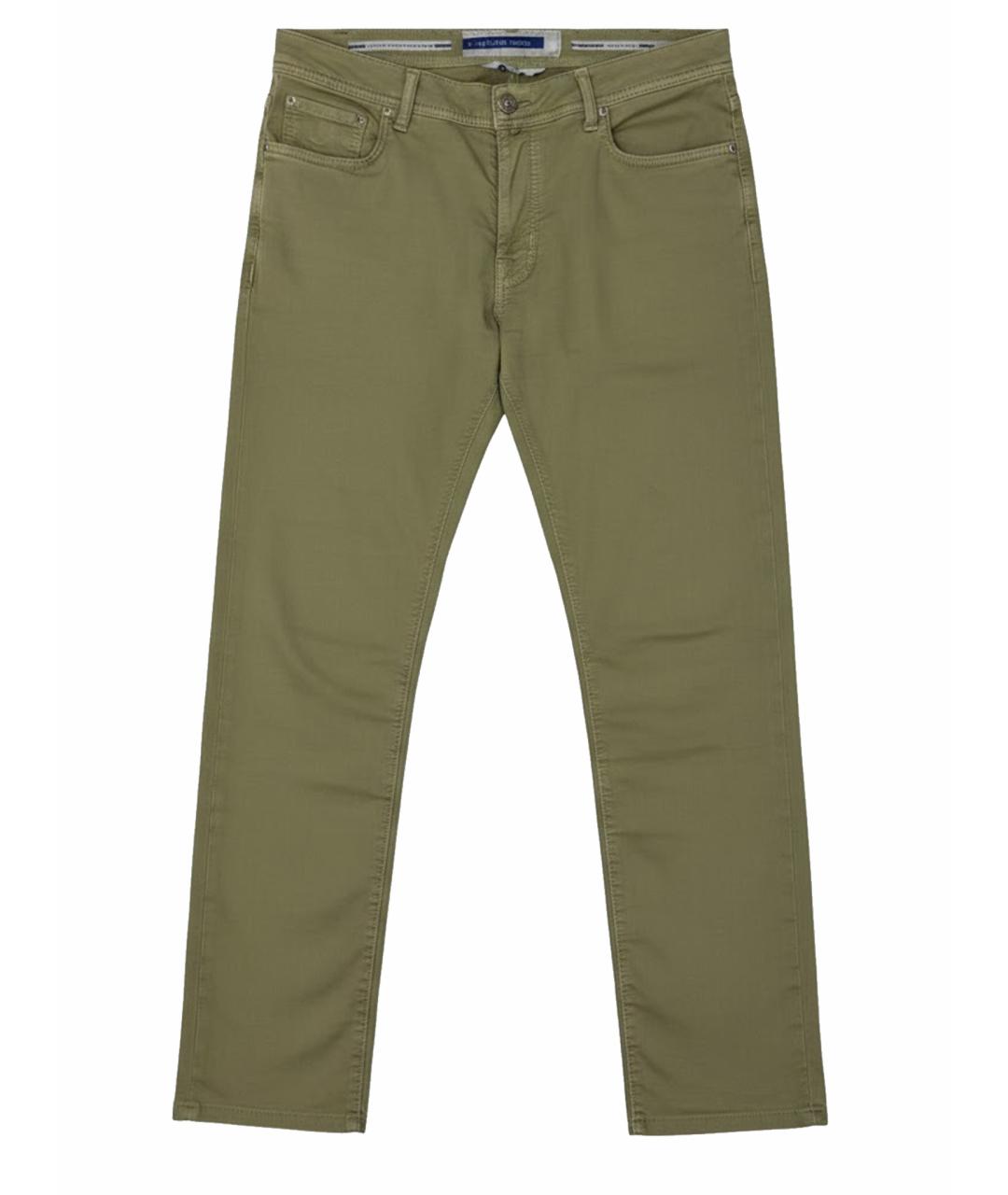 JACOB COHEN Хаки хлопко-эластановые повседневные брюки, фото 1