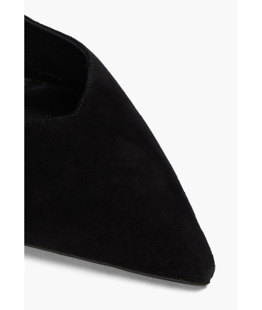 STUART WEITZMAN Черные замшевые лодочки на низком каблуке, фото 4