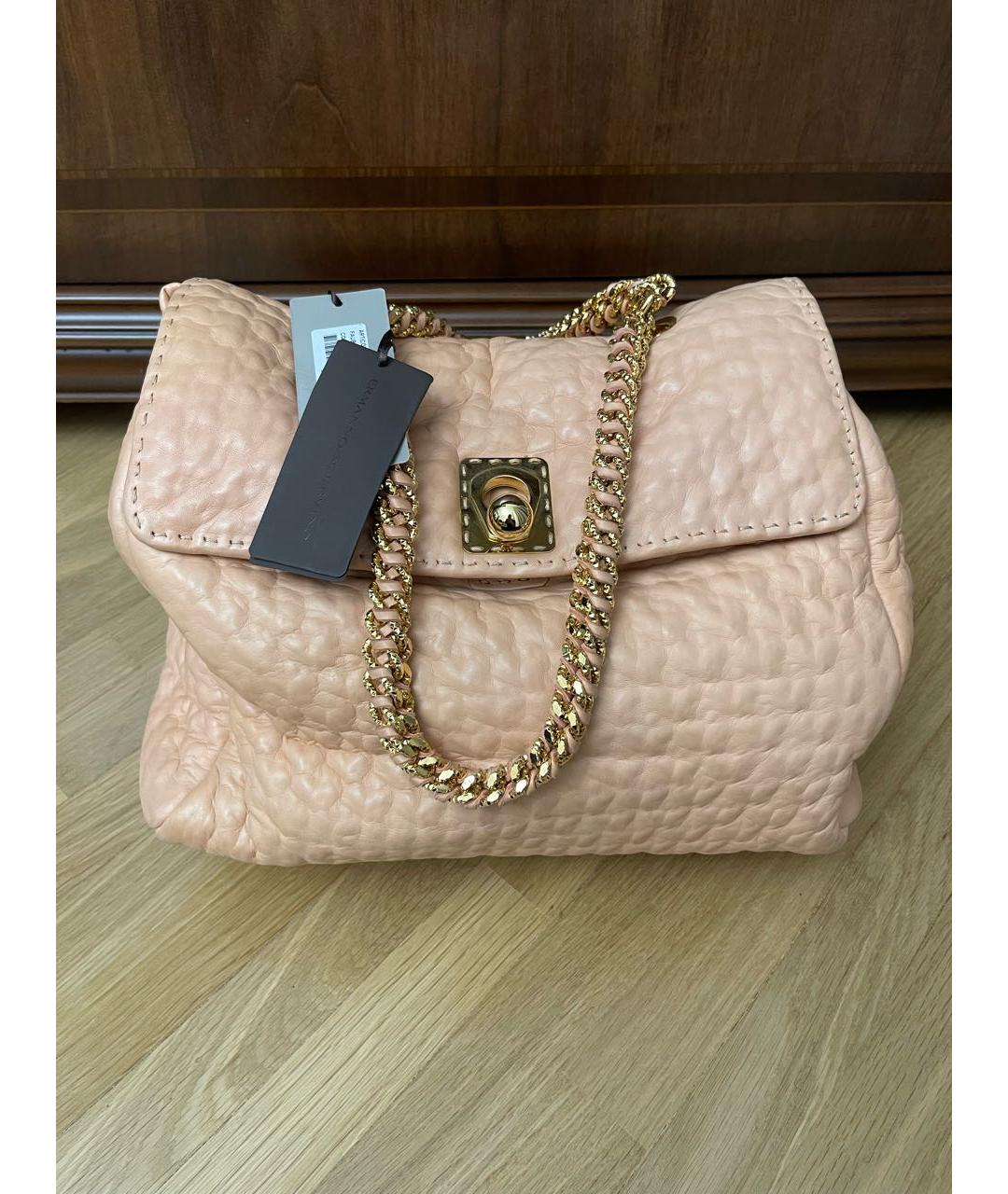 ERMANNO SCERVINO Розовая кожаная сумка с короткими ручками, фото 9