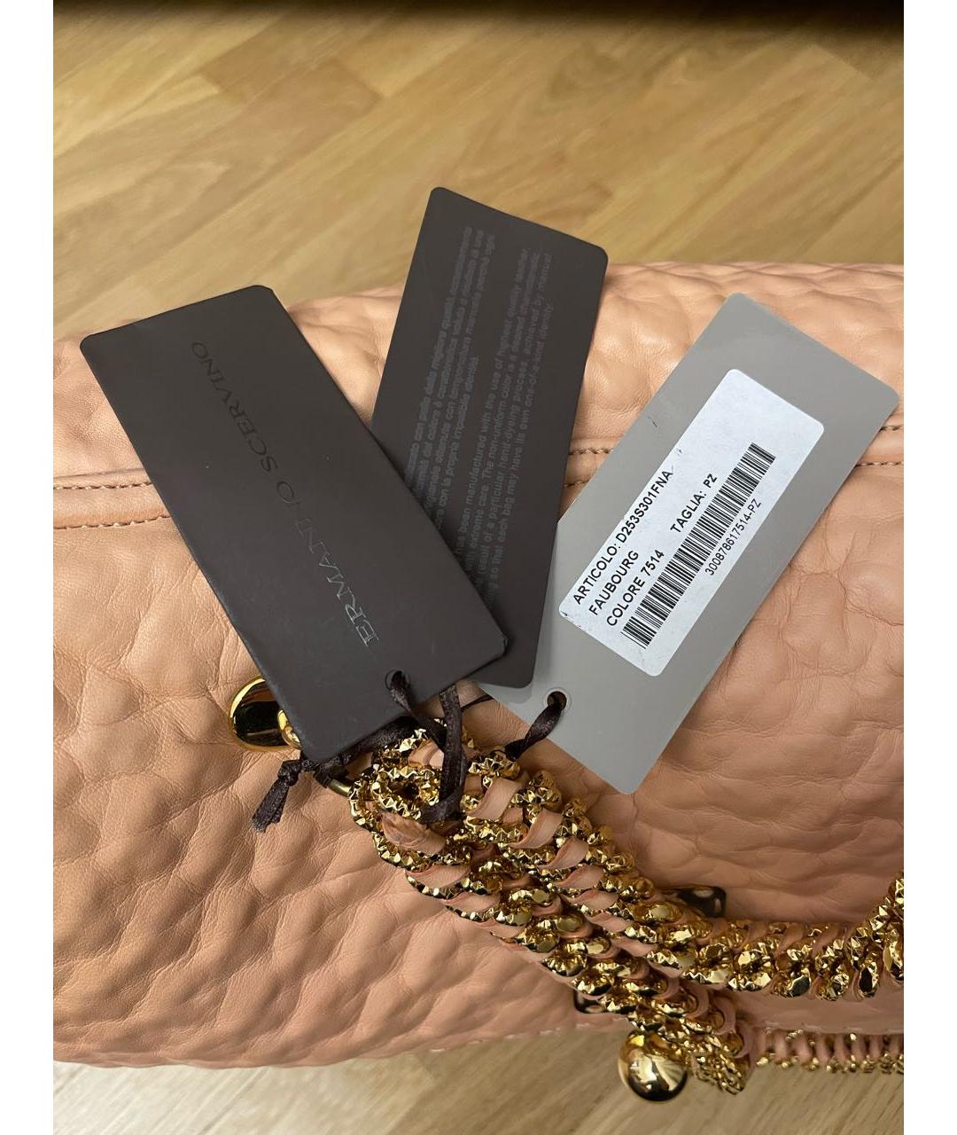 ERMANNO SCERVINO Розовая кожаная сумка с короткими ручками, фото 5