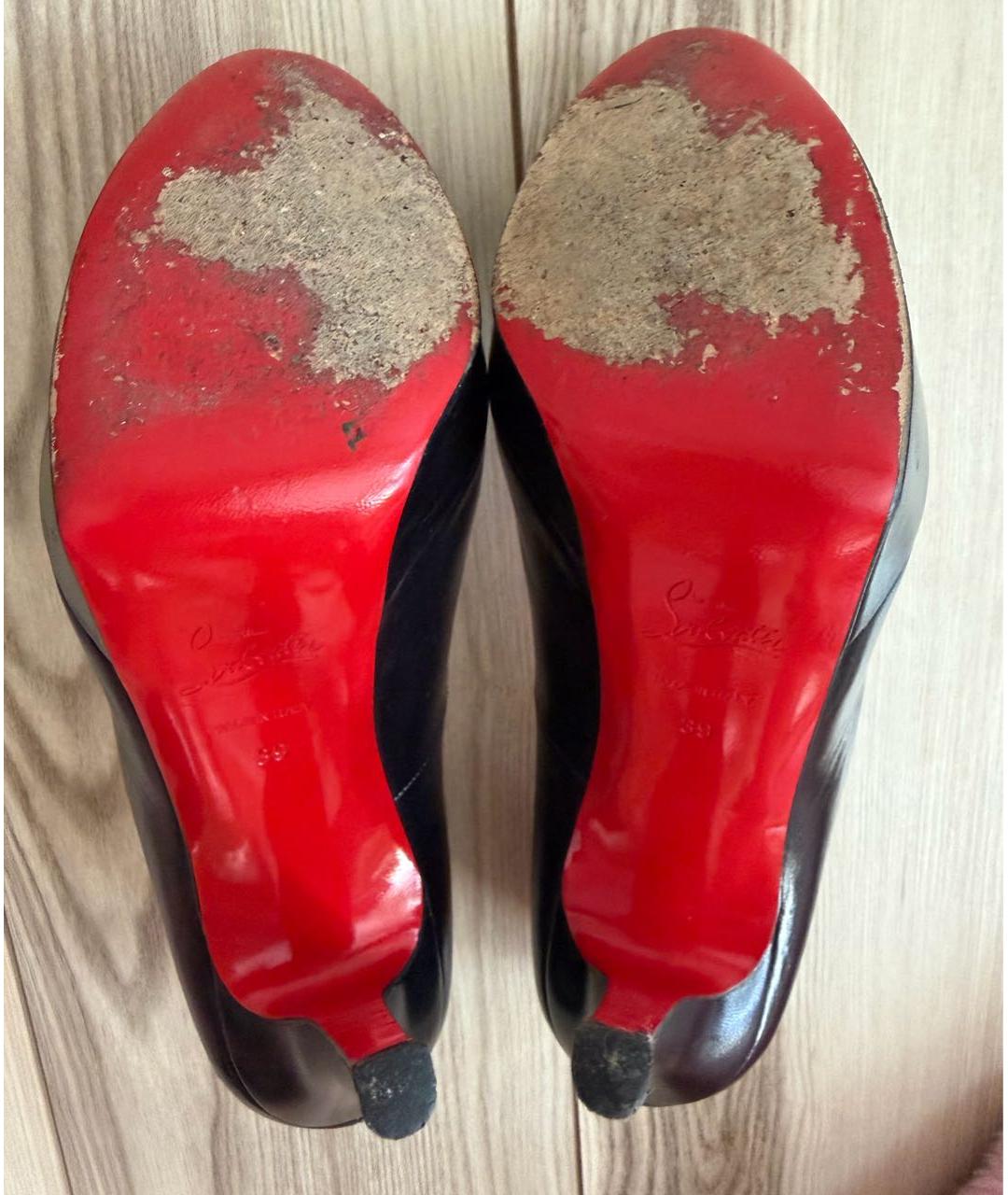 CHRISTIAN LOUBOUTIN Черные кожаные туфли, фото 6