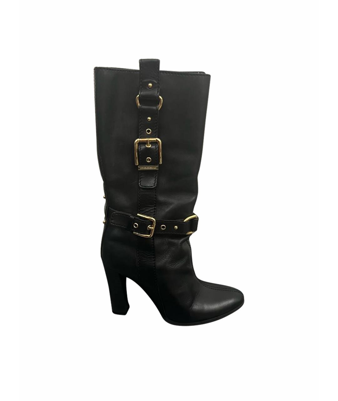 DOLCE&GABBANA Черные кожаные сапоги, фото 1