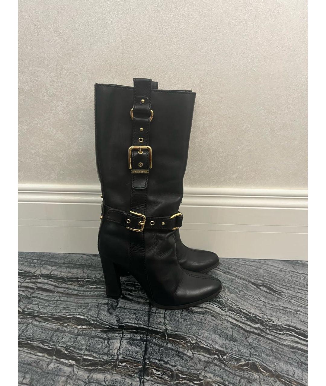 DOLCE&GABBANA Черные кожаные сапоги, фото 6