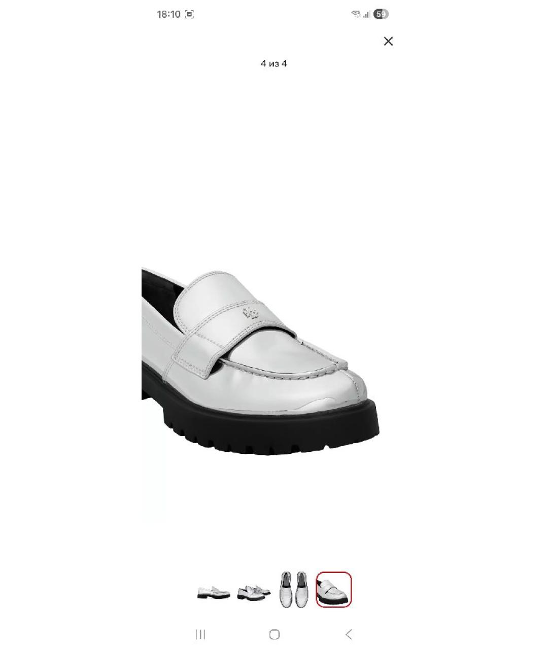 TORY BURCH Серебряные синтетические лоферы, фото 4