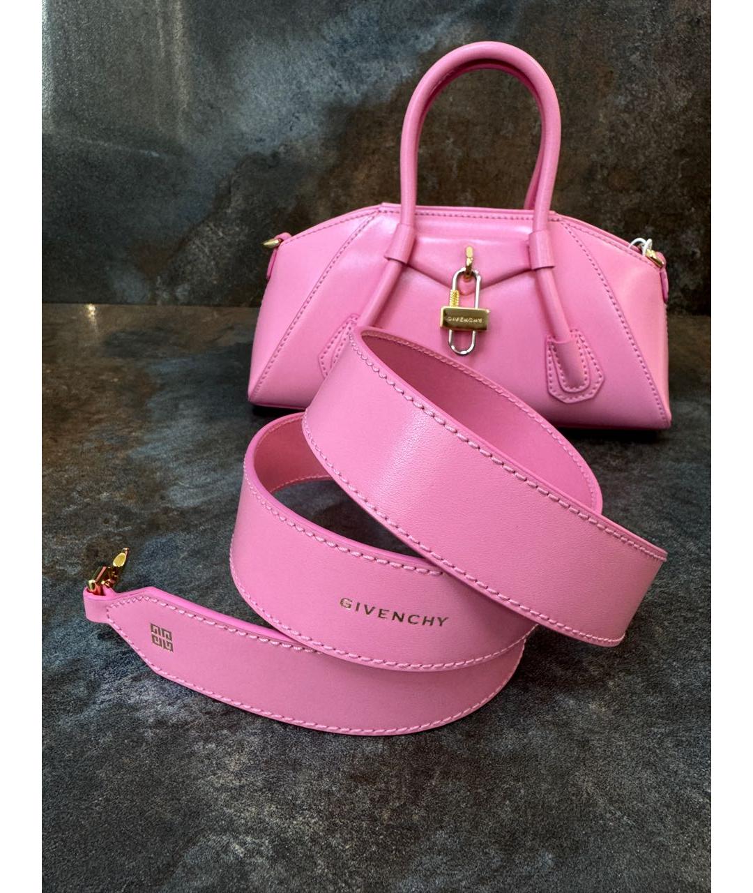 GIVENCHY Розовая кожаная сумка с короткими ручками, фото 6