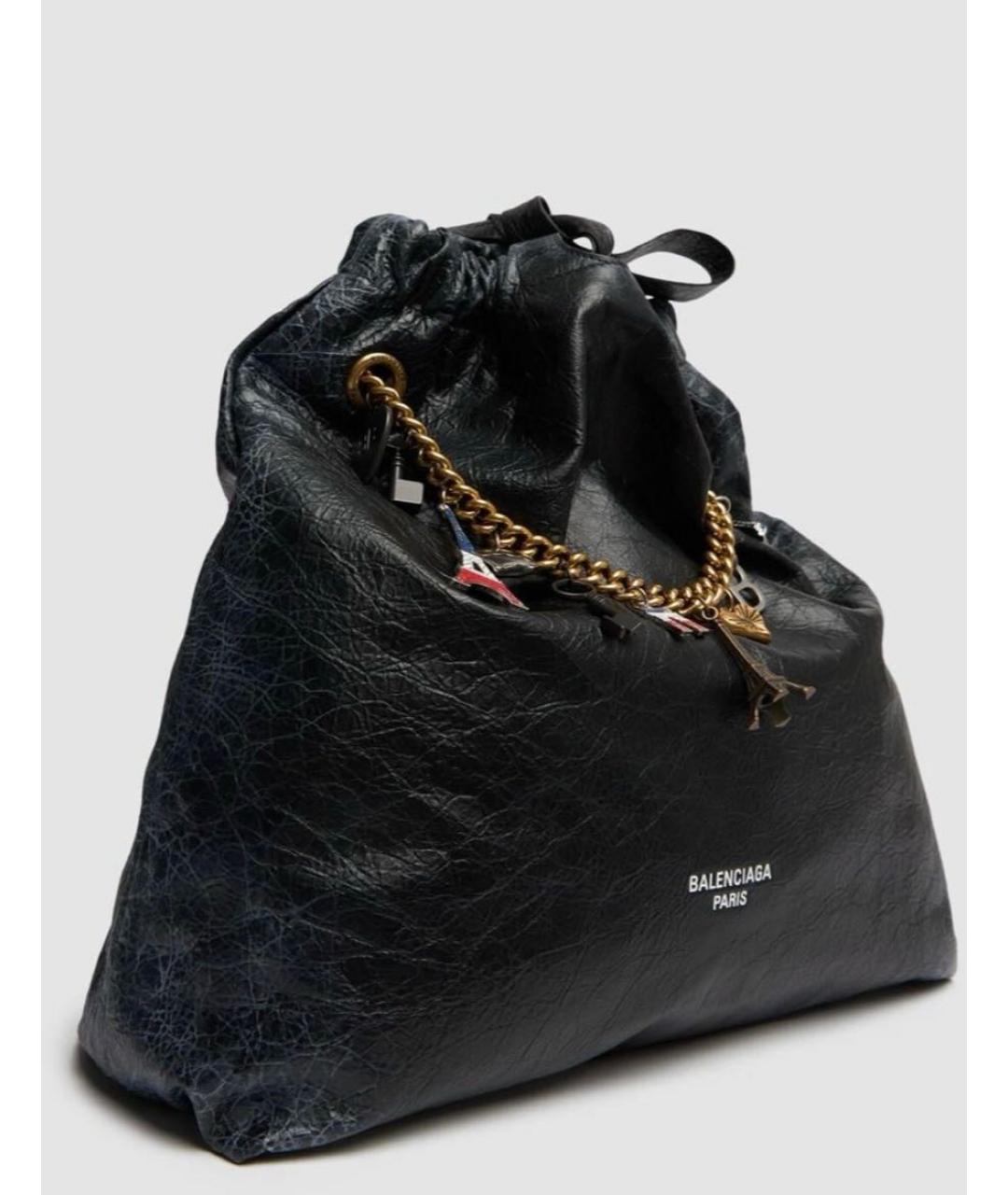 BALENCIAGA Черная кожаная сумка через плечо, фото 5