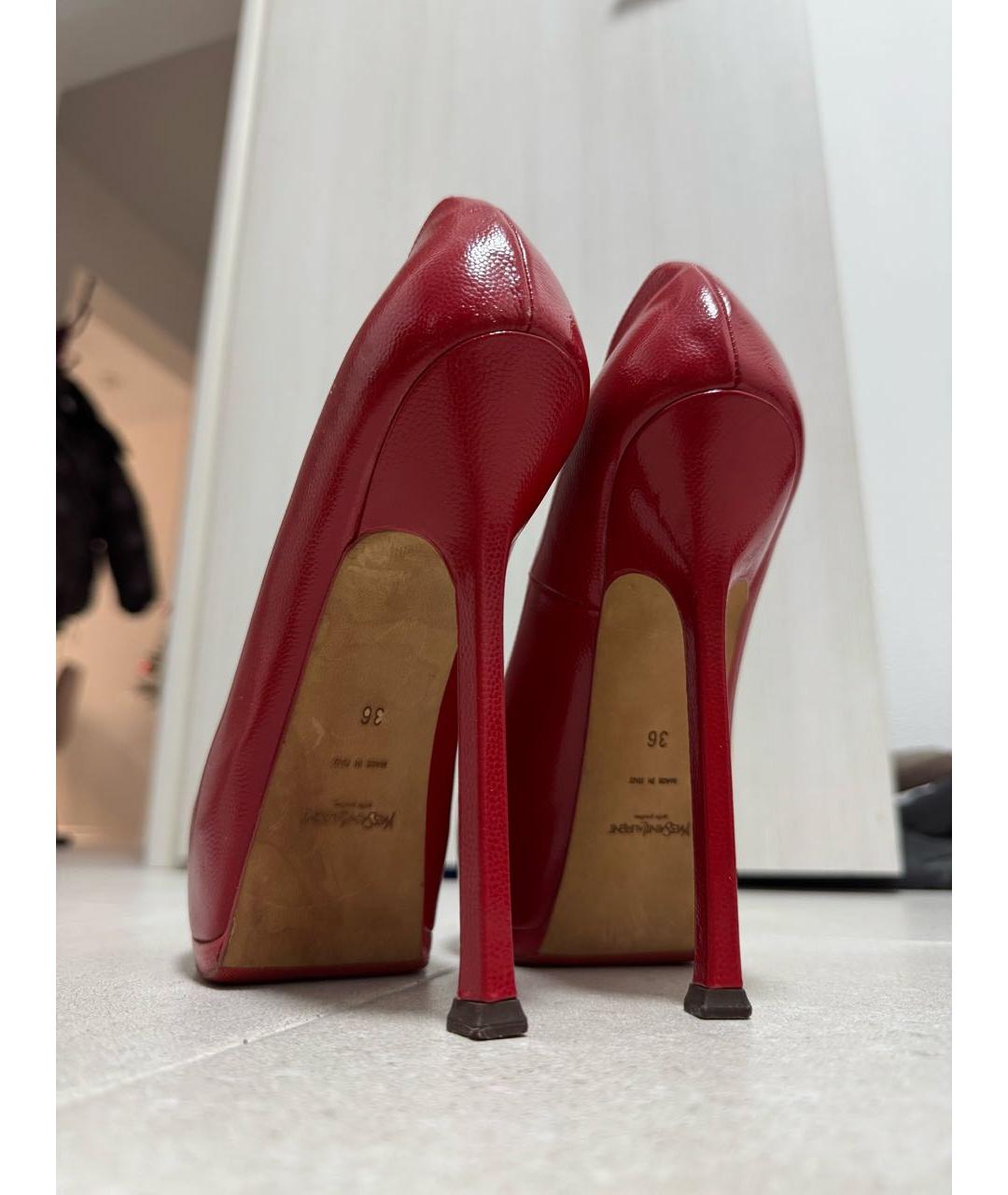 SAINT LAURENT Красные кожаные туфли, фото 3