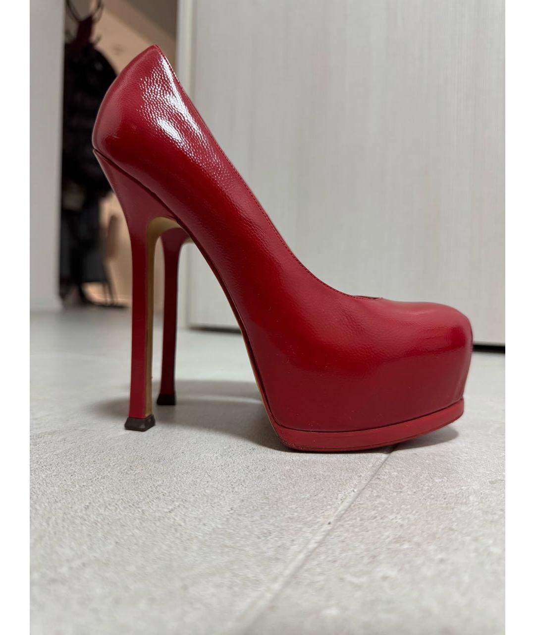 SAINT LAURENT Красные кожаные туфли, фото 5