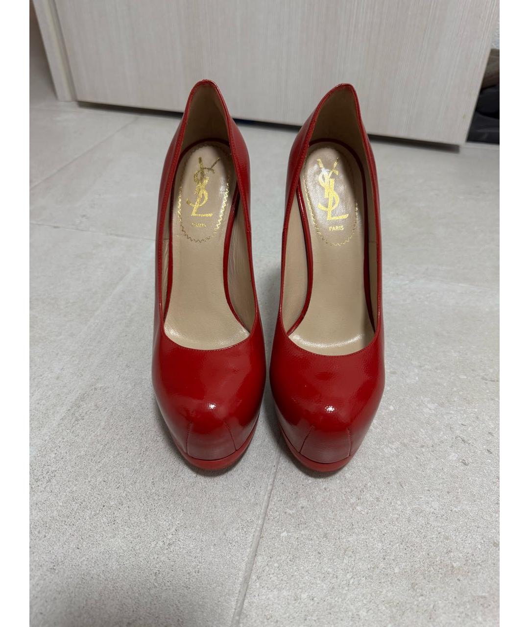 SAINT LAURENT Красные кожаные туфли, фото 2