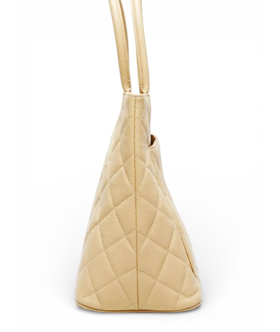 CHANEL Бежевая кожаная сумка тоут, фото 2