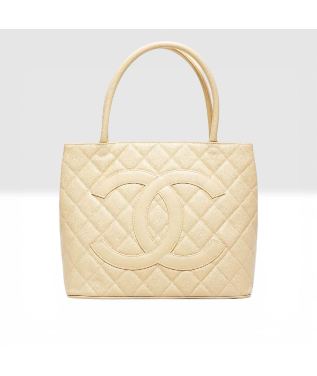 CHANEL Бежевая кожаная сумка тоут, фото 6