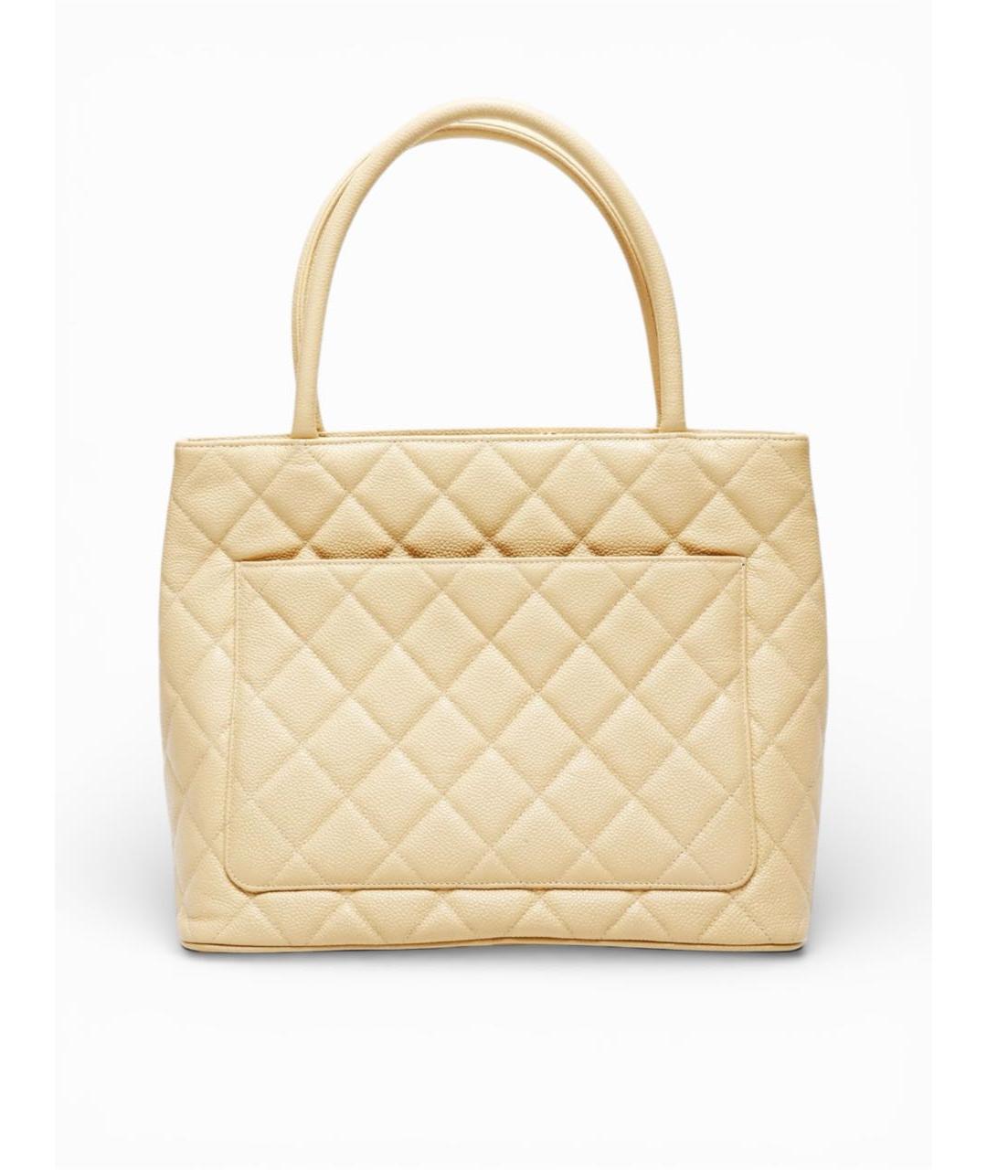 CHANEL Бежевая кожаная сумка тоут, фото 3