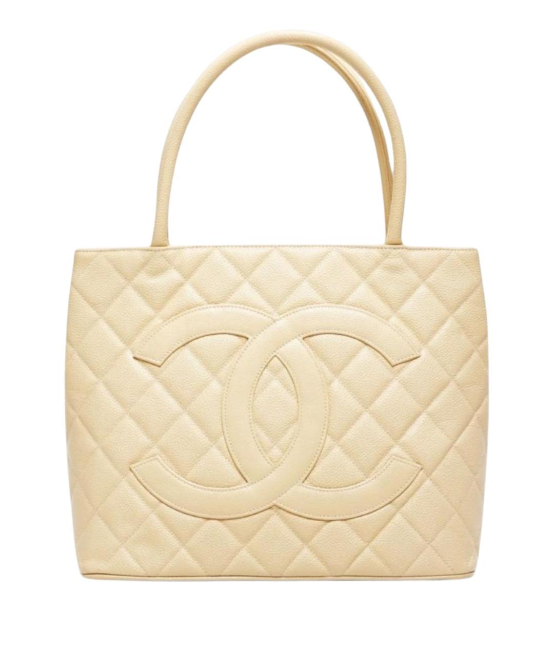 CHANEL Бежевая кожаная сумка тоут, фото 1