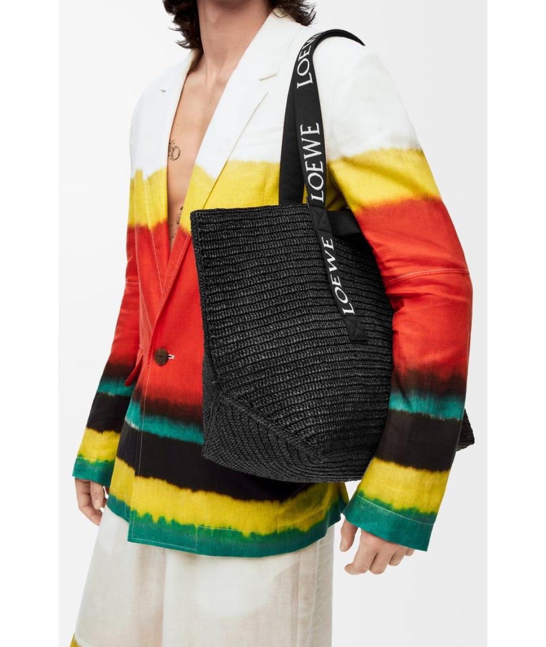 LOEWE Черная пелетеная сумка тоут, фото 2