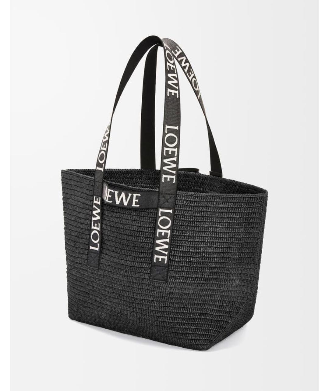 LOEWE Черная пелетеная сумка тоут, фото 3