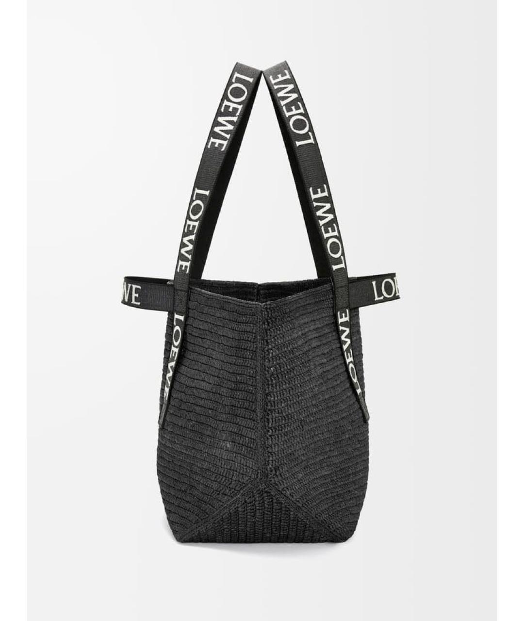 LOEWE Черная пелетеная сумка тоут, фото 4