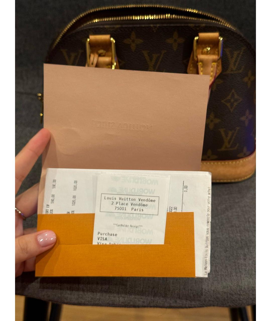 LOUIS VUITTON Коричневая кожаная сумка с короткими ручками, фото 5