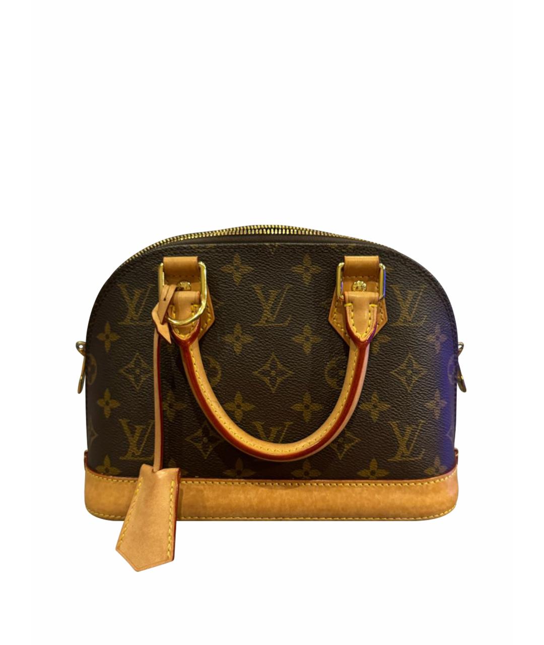 LOUIS VUITTON Коричневая кожаная сумка с короткими ручками, фото 1