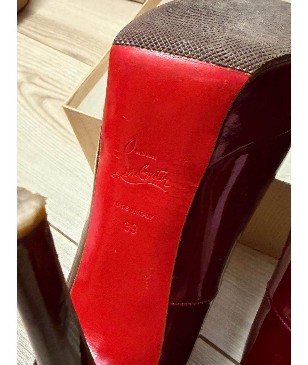 CHRISTIAN LOUBOUTIN Бордовые туфли из лакированной кожи, фото 8