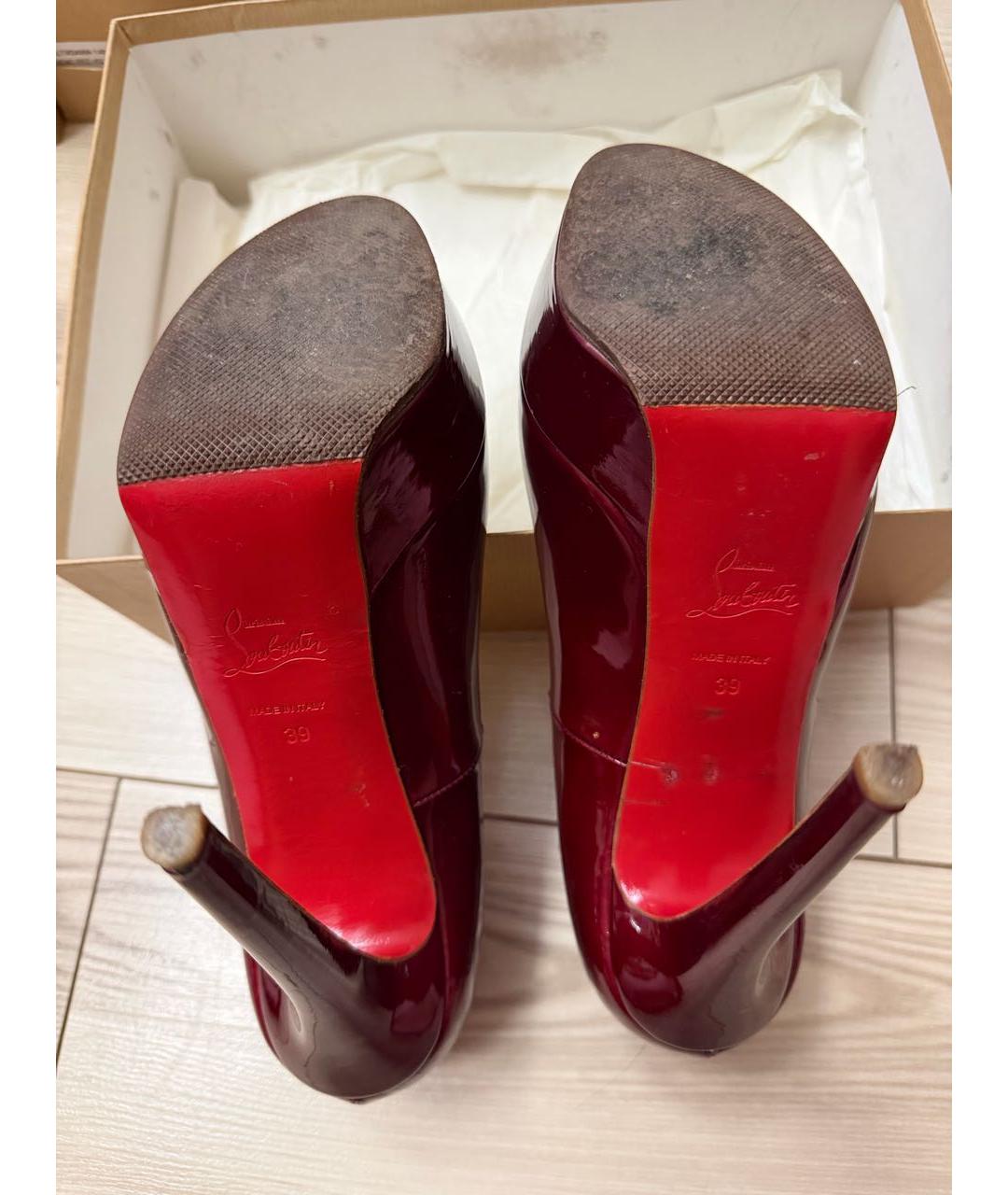 CHRISTIAN LOUBOUTIN Бордовые туфли из лакированной кожи, фото 6