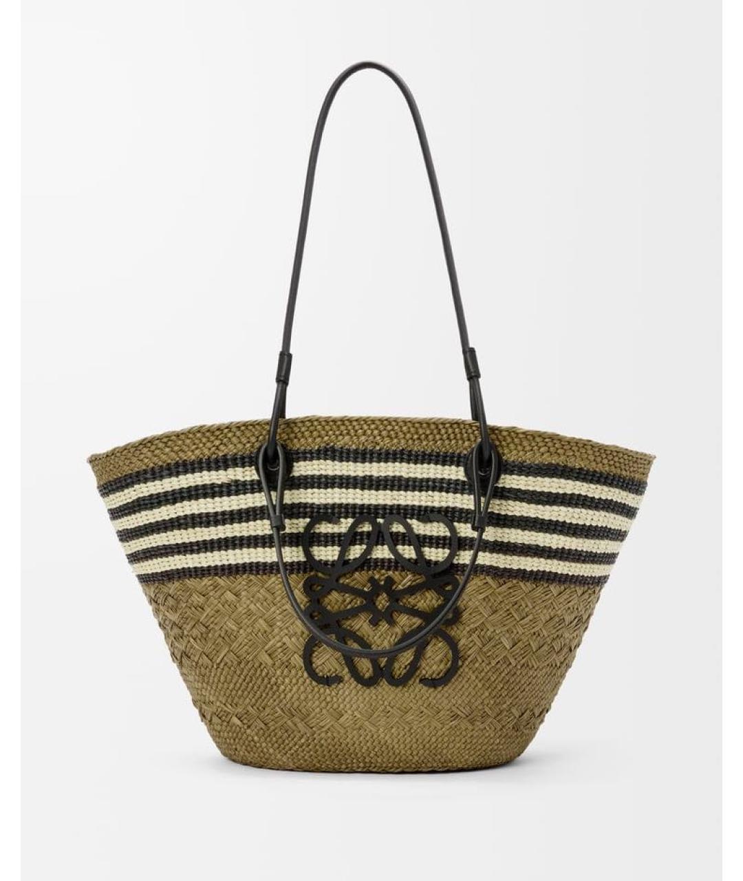 LOEWE Хаки пелетеная пляжная сумка, фото 6