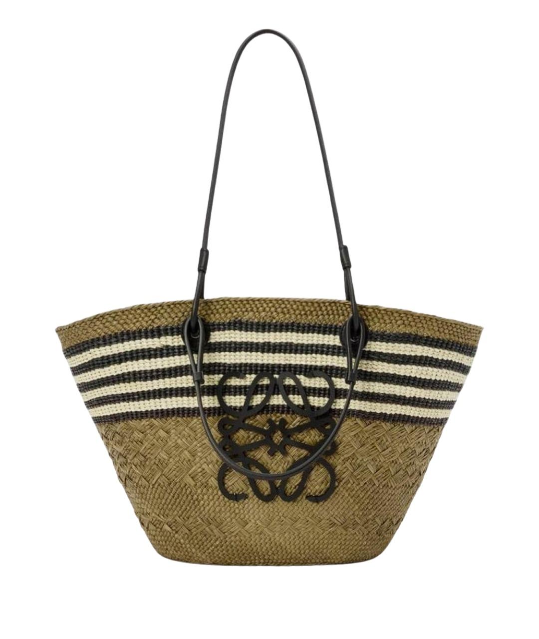 LOEWE Хаки пелетеная пляжная сумка, фото 1