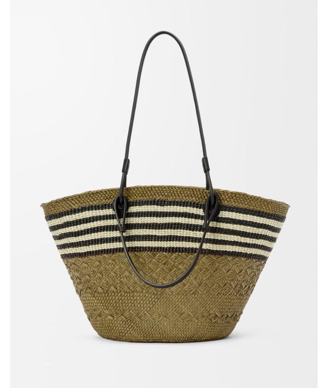 LOEWE Хаки пелетеная пляжная сумка, фото 5