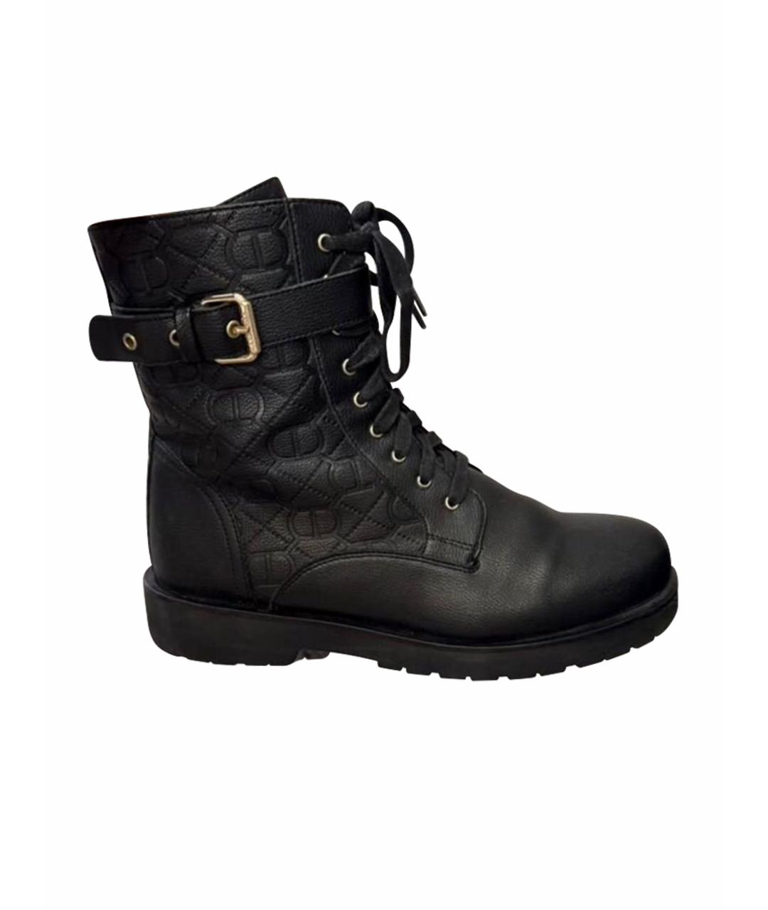 TWIN-SET Черные кожаные ботинки, фото 1