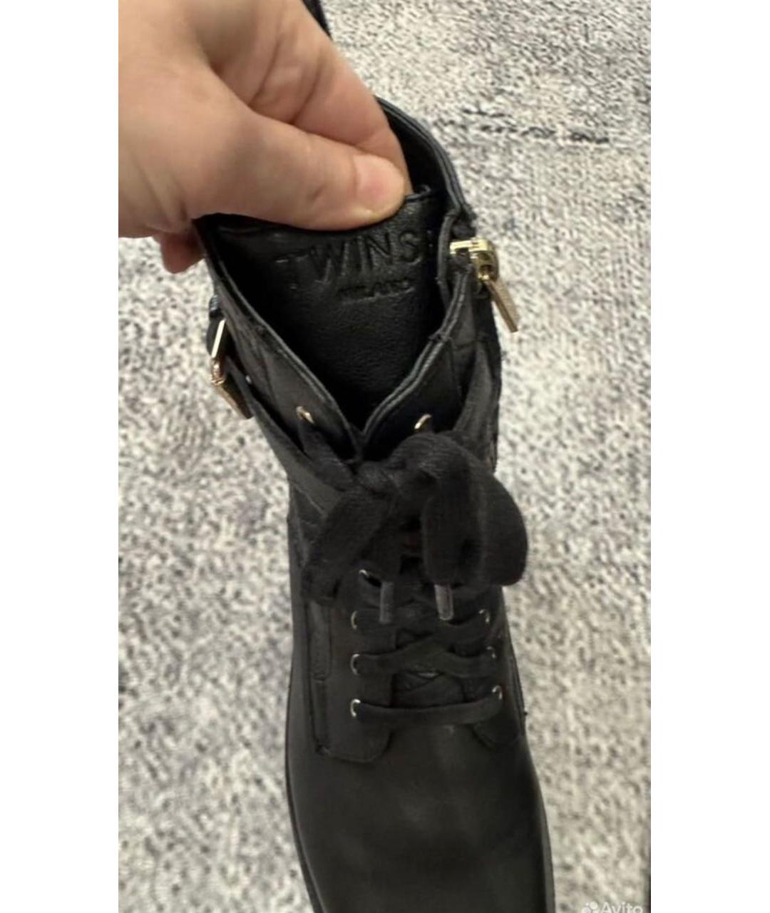 TWIN-SET Черные кожаные ботинки, фото 3