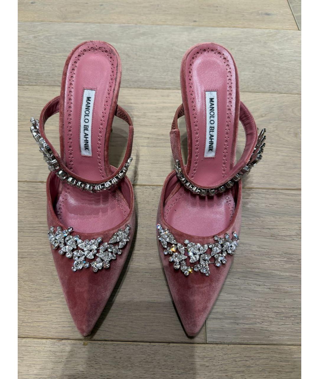 MANOLO BLAHNIK Розовые бархатные туфли, фото 3