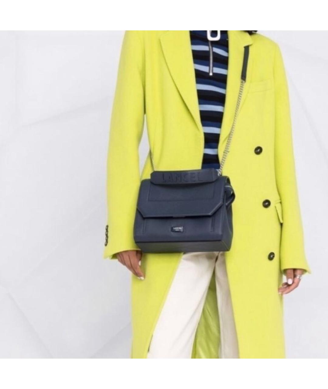 LANCEL Темно-синяя кожаная сумка через плечо, фото 6