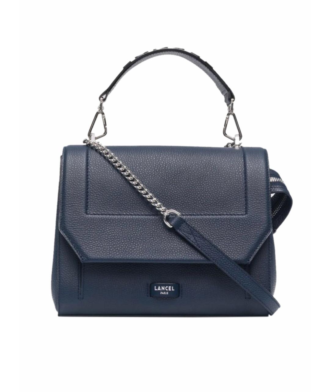 LANCEL Темно-синяя кожаная сумка через плечо, фото 9