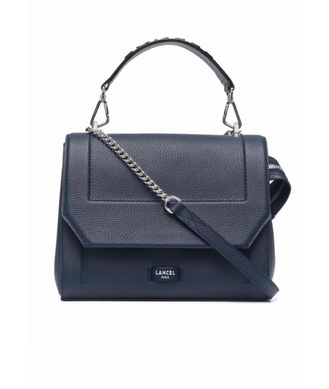 LANCEL Темно-синяя кожаная сумка через плечо, фото 8