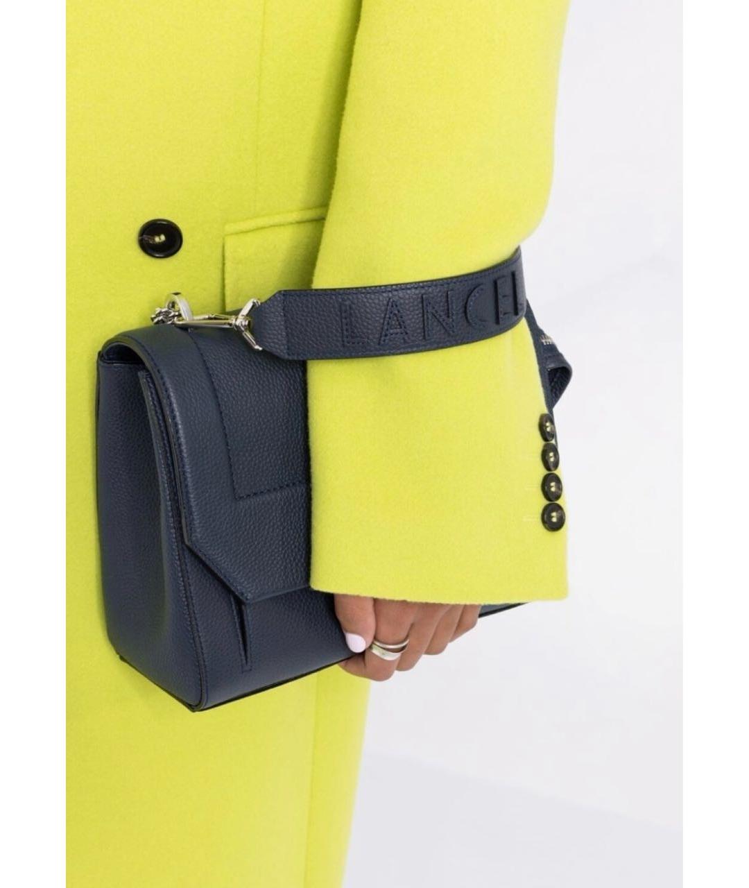 LANCEL Темно-синяя кожаная сумка через плечо, фото 7