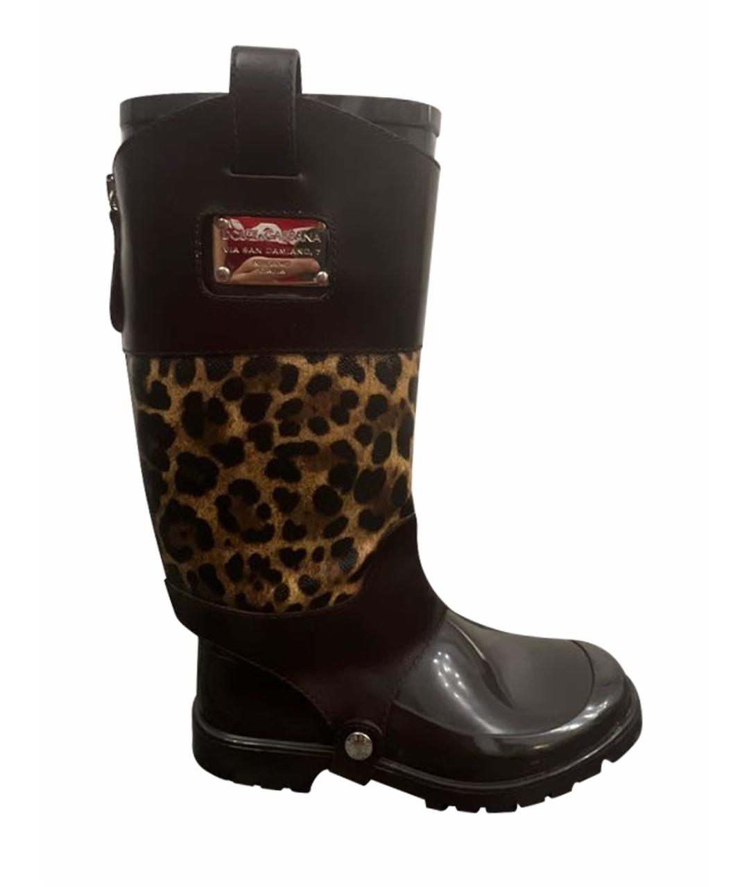 DOLCE&GABBANA Коричневые резиновые сапоги, фото 1