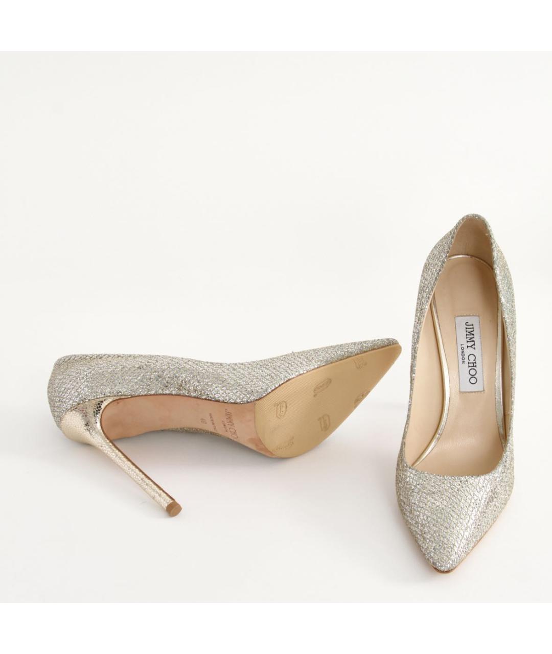 JIMMY CHOO Серебряные кожаные туфли, фото 6