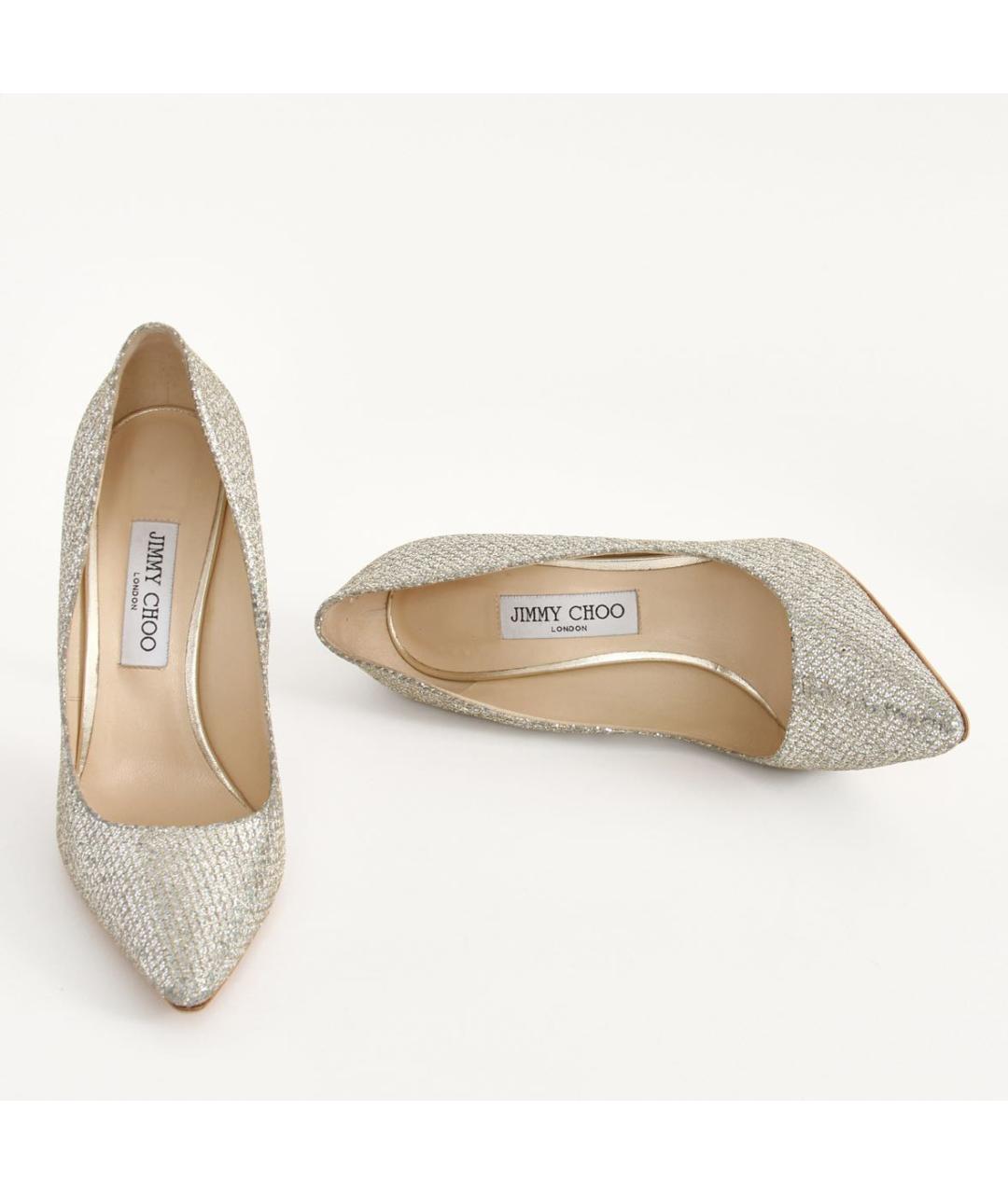 JIMMY CHOO Серебряные кожаные туфли, фото 5