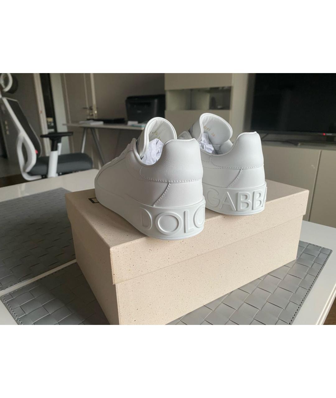 DOLCE&GABBANA Белые кожаные кеды, фото 3