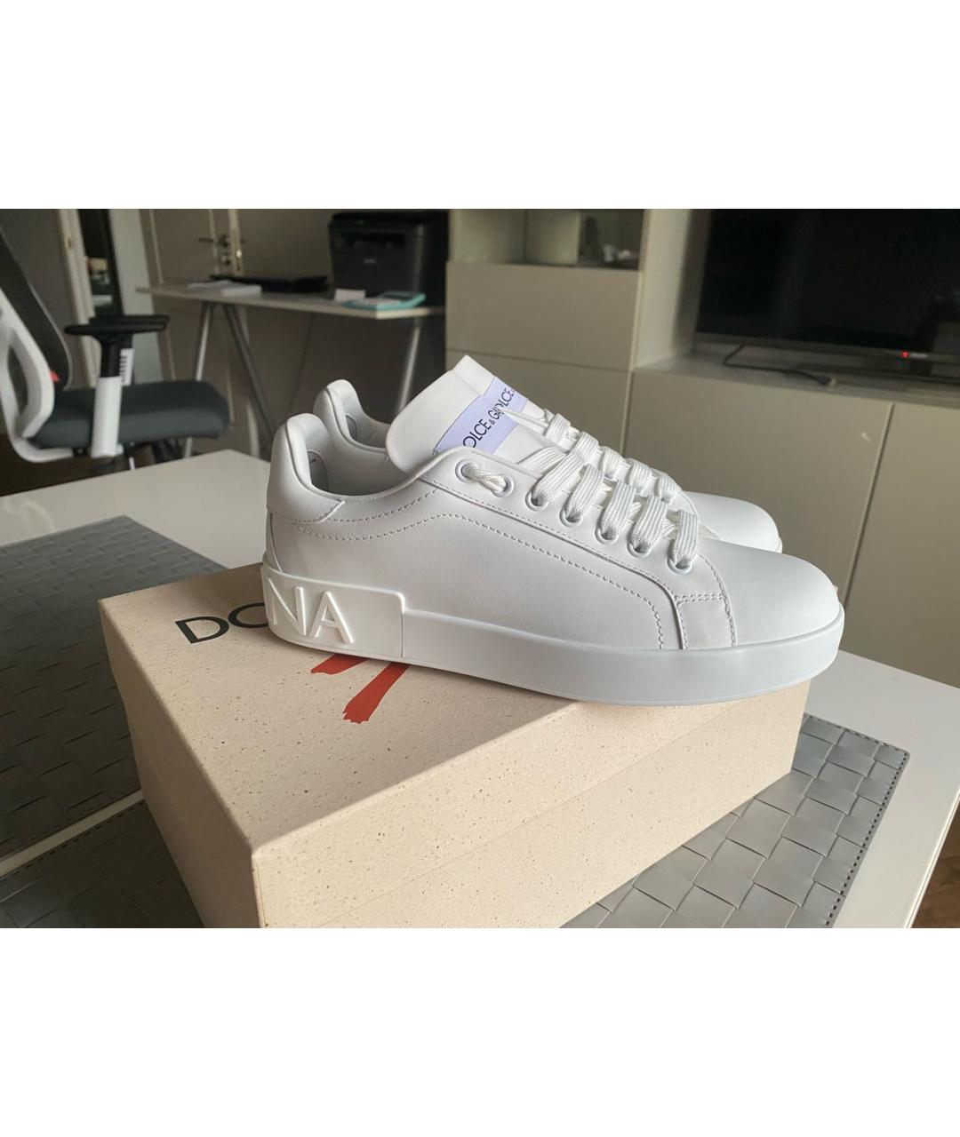 DOLCE&GABBANA Белые кожаные кеды, фото 9