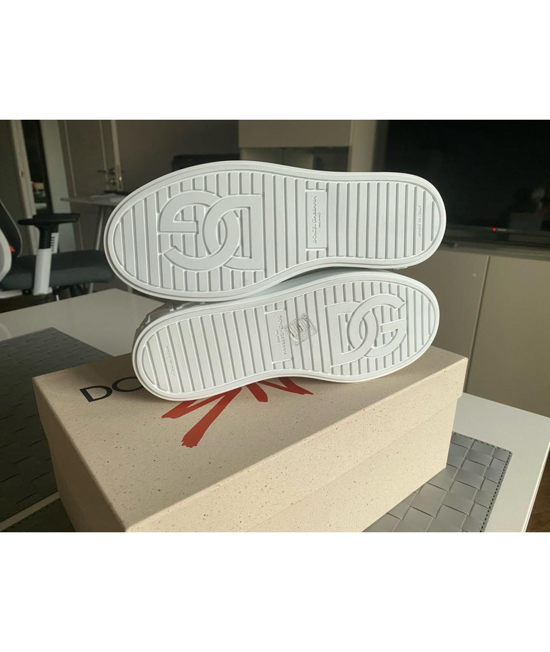 DOLCE&GABBANA Белые кожаные кеды, фото 6