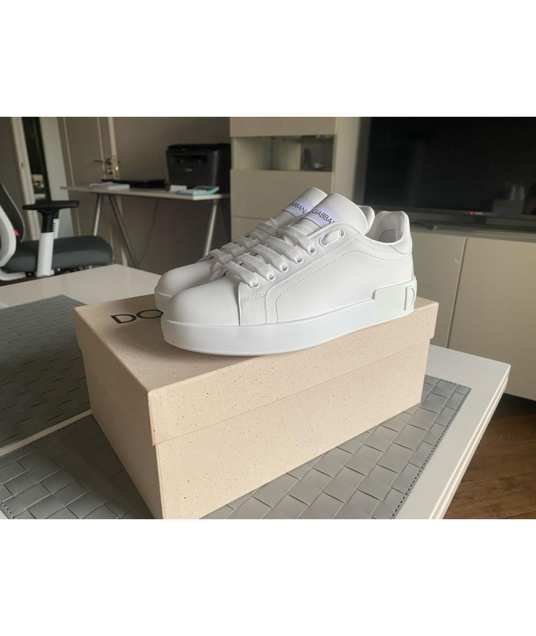 DOLCE&GABBANA Белые кожаные кеды, фото 5