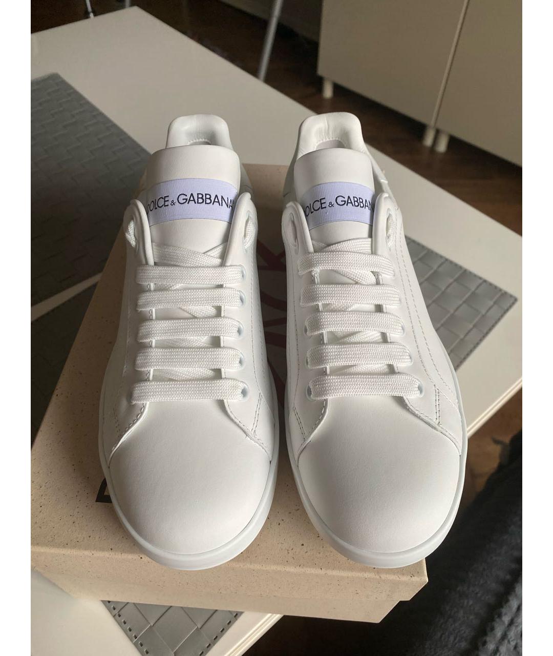 DOLCE&GABBANA Белые кожаные кеды, фото 2