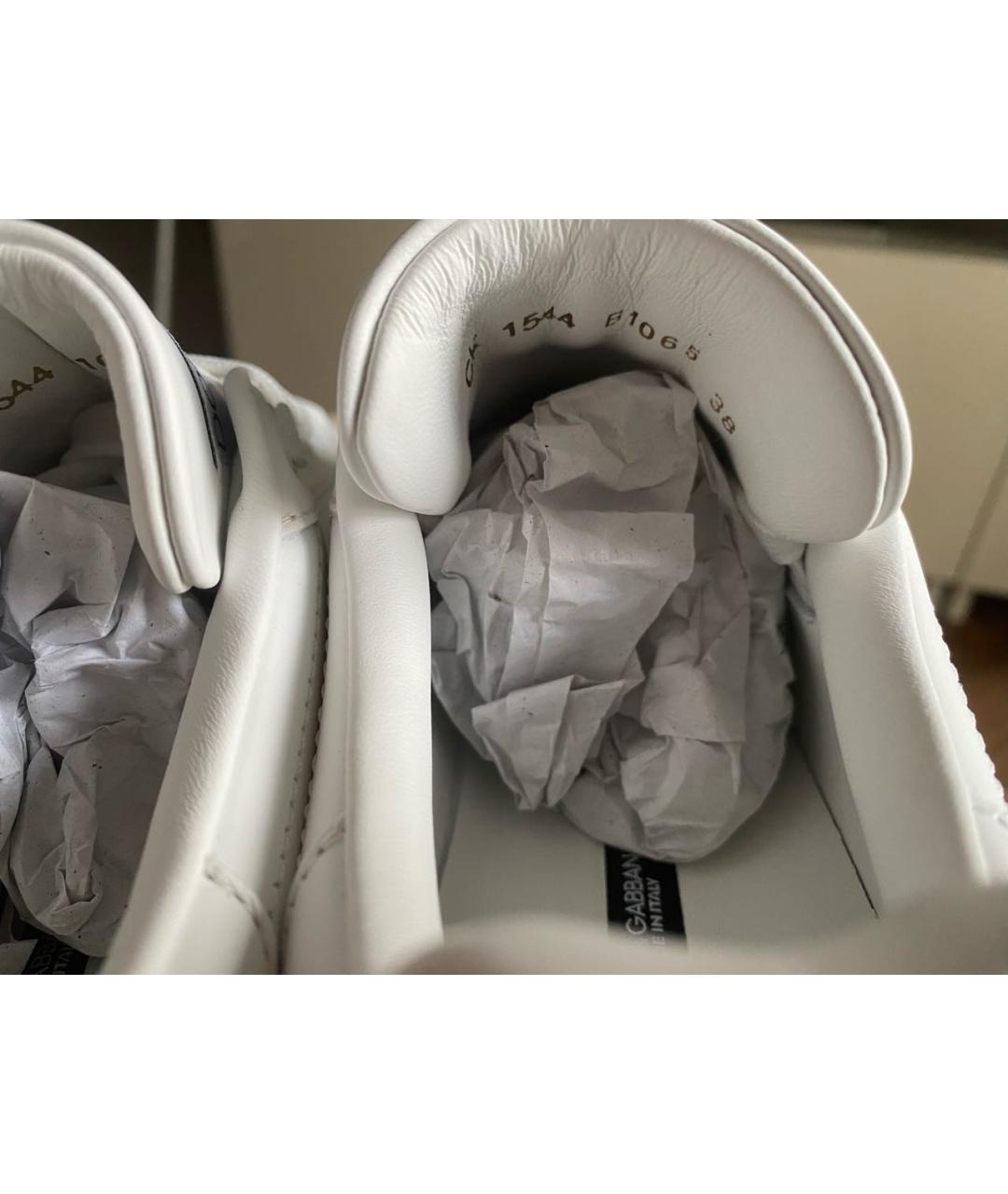 DOLCE&GABBANA Белые кожаные кеды, фото 7