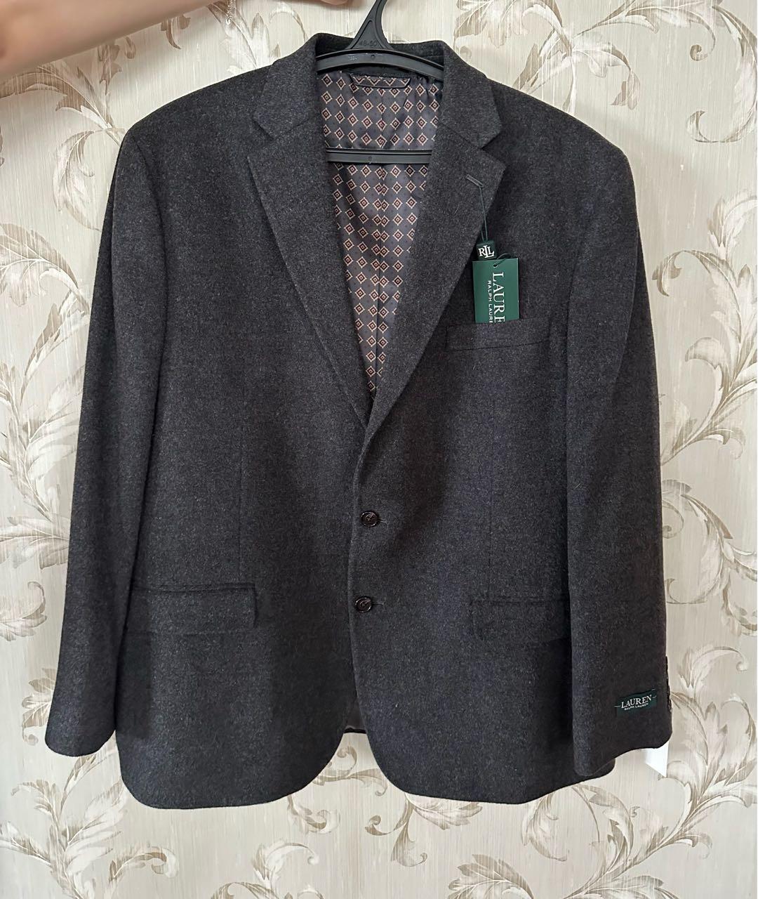 RALPH LAUREN Серый шерстяной пиджак, фото 8