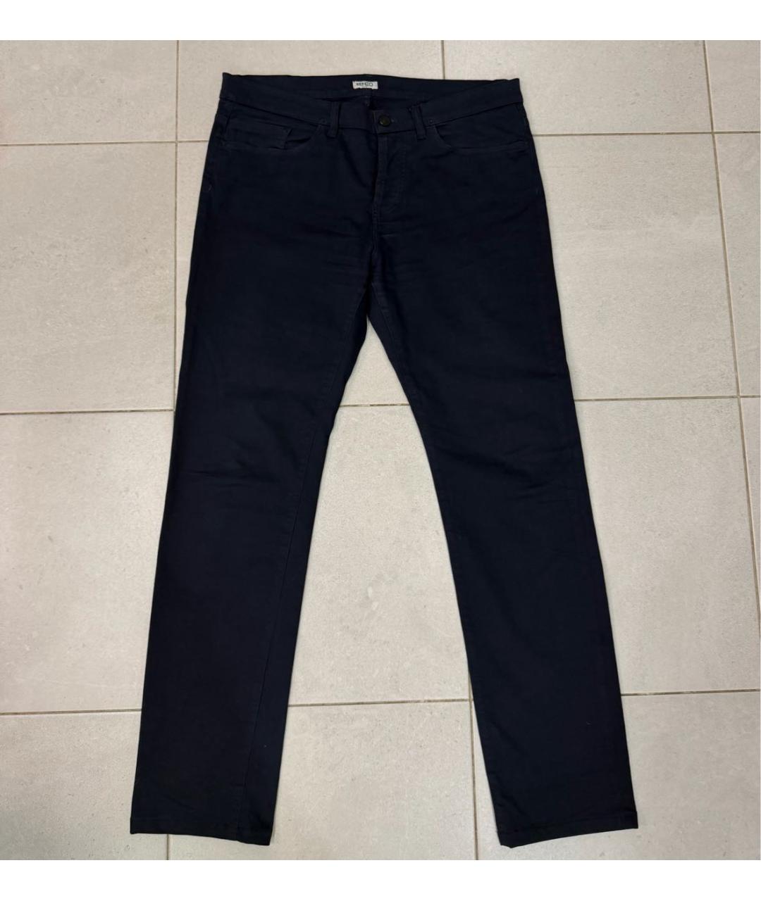 KENZO Темно-синие хлопко-эластановые повседневные брюки, фото 5