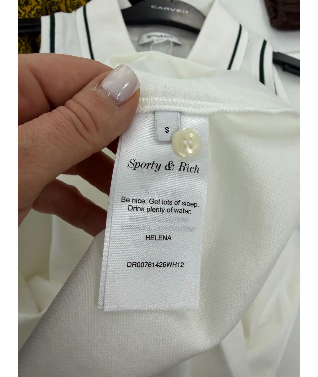 SPORTY AND RICH Белое хлопковое повседневное платье, фото 6