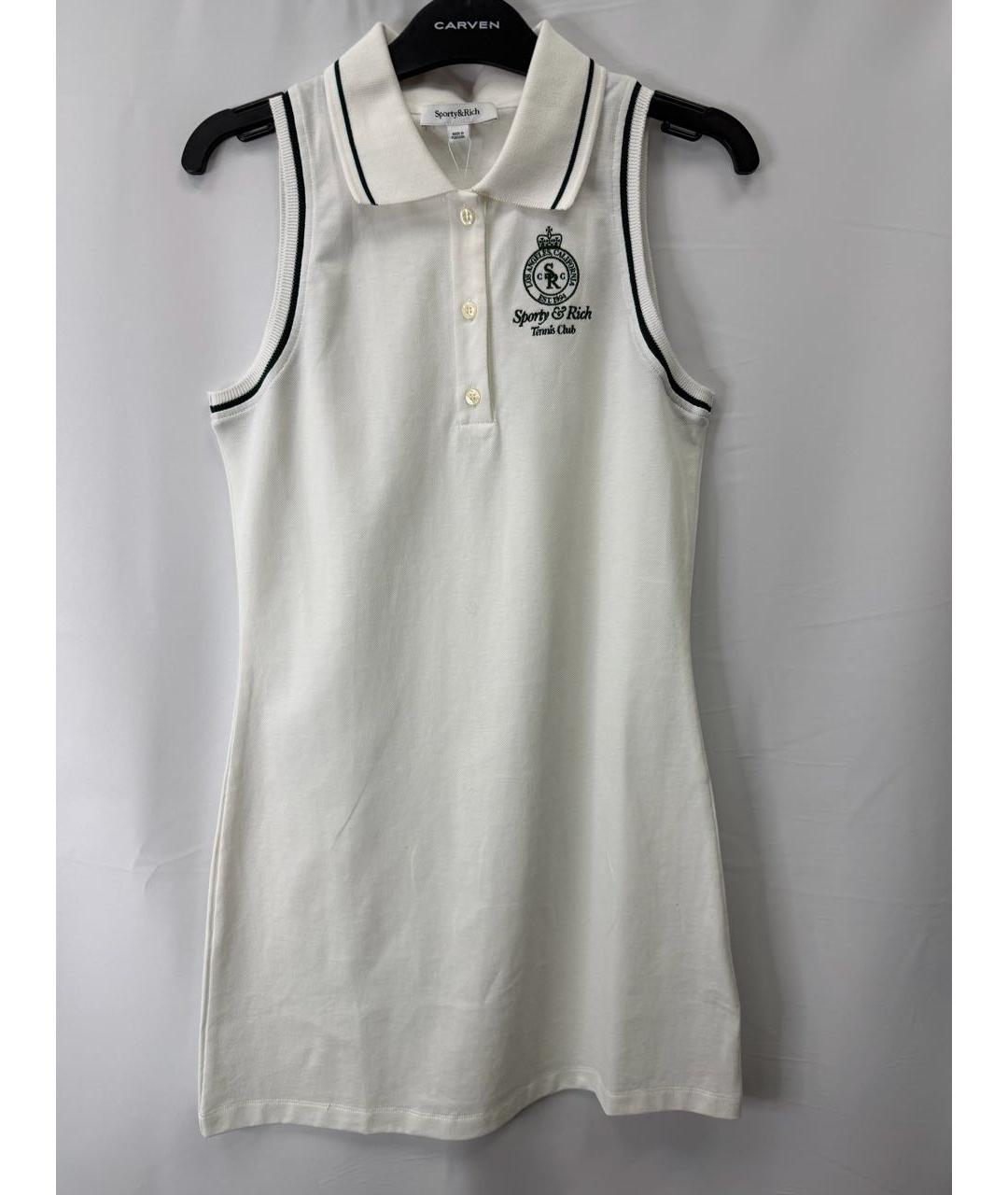 SPORTY AND RICH Белое хлопковое повседневное платье, фото 5