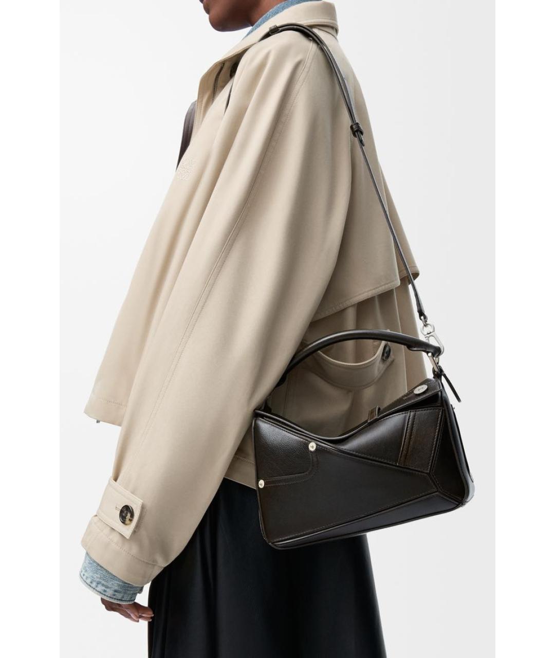 LOEWE Коричневая кожаная сумка с короткими ручками, фото 3