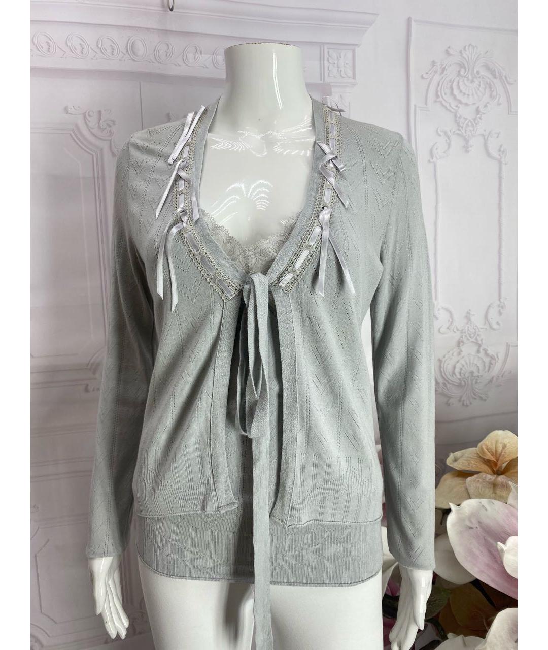 TWIN-SET Серый вискозный кардиган, фото 4